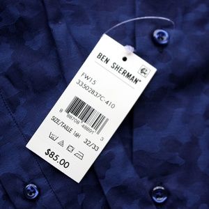 Ben Sherman Blue Camo Dress Shirt Men's Slim Fit